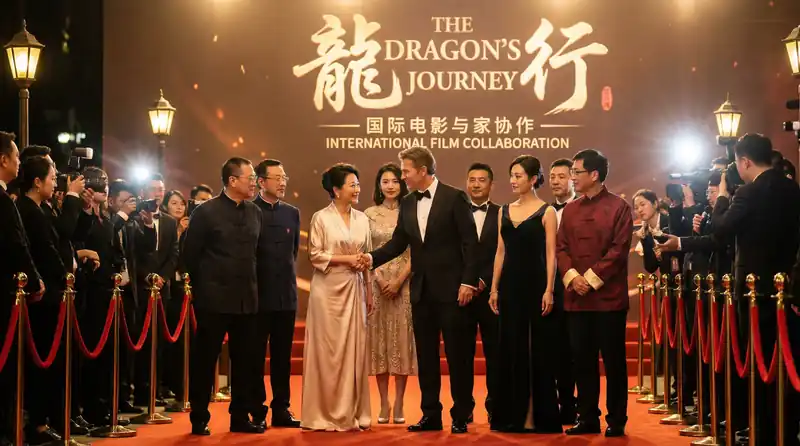 暗网国际电影首映红毯活动，中外影星盛装出席合影留念